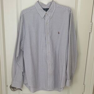 Ralph Lauren Men’s Classic Fit 17.5 36/37 Button Down Shirt Red, White & Blue